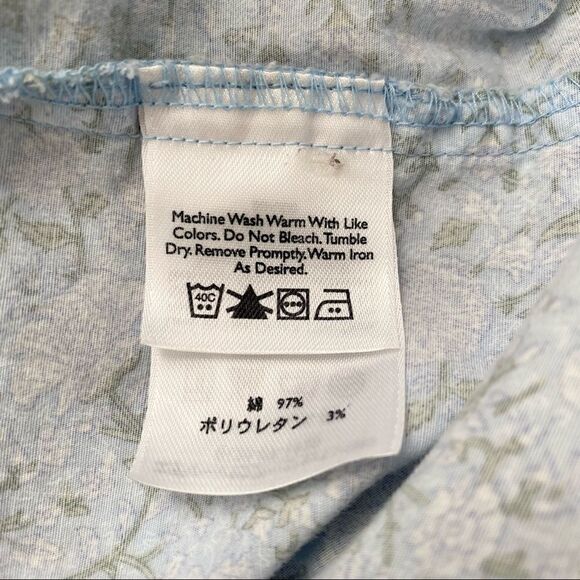 Eddie Bauer Light Blue + Green Floral Print Cotton Long Sleeve Blouse XS - Picture 6 of 7